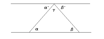三角形の内角の和が180度であることの証明図